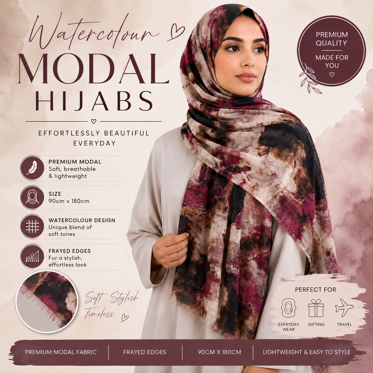 WATERCOLOUR MODAL PRINTED HIJABS